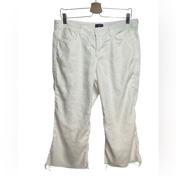 NYDJ White Cropped Raw Hem Trousers Size 12 - Picture 1 of 6